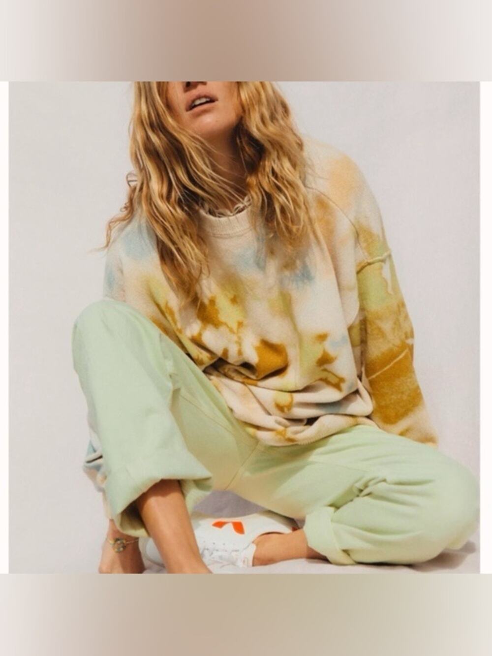 Free People Cosmos Tie Dye 100% Cotton Pullover Sweater Knit Size XS